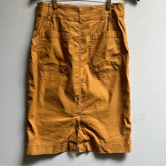 Anthropologie Maeve Colette Utility Midi Skirt Mustard Size M - Picture 3 of 10